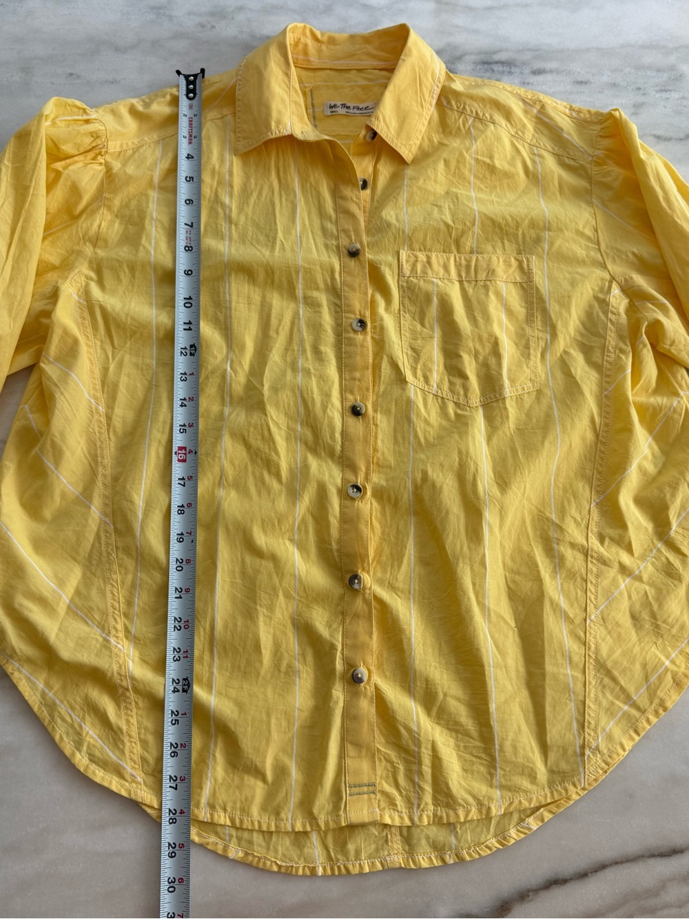 Free People Happy Hour Stripe Top Yellow Combo Boho Oversized Women Size S - Picture 11 of 16
